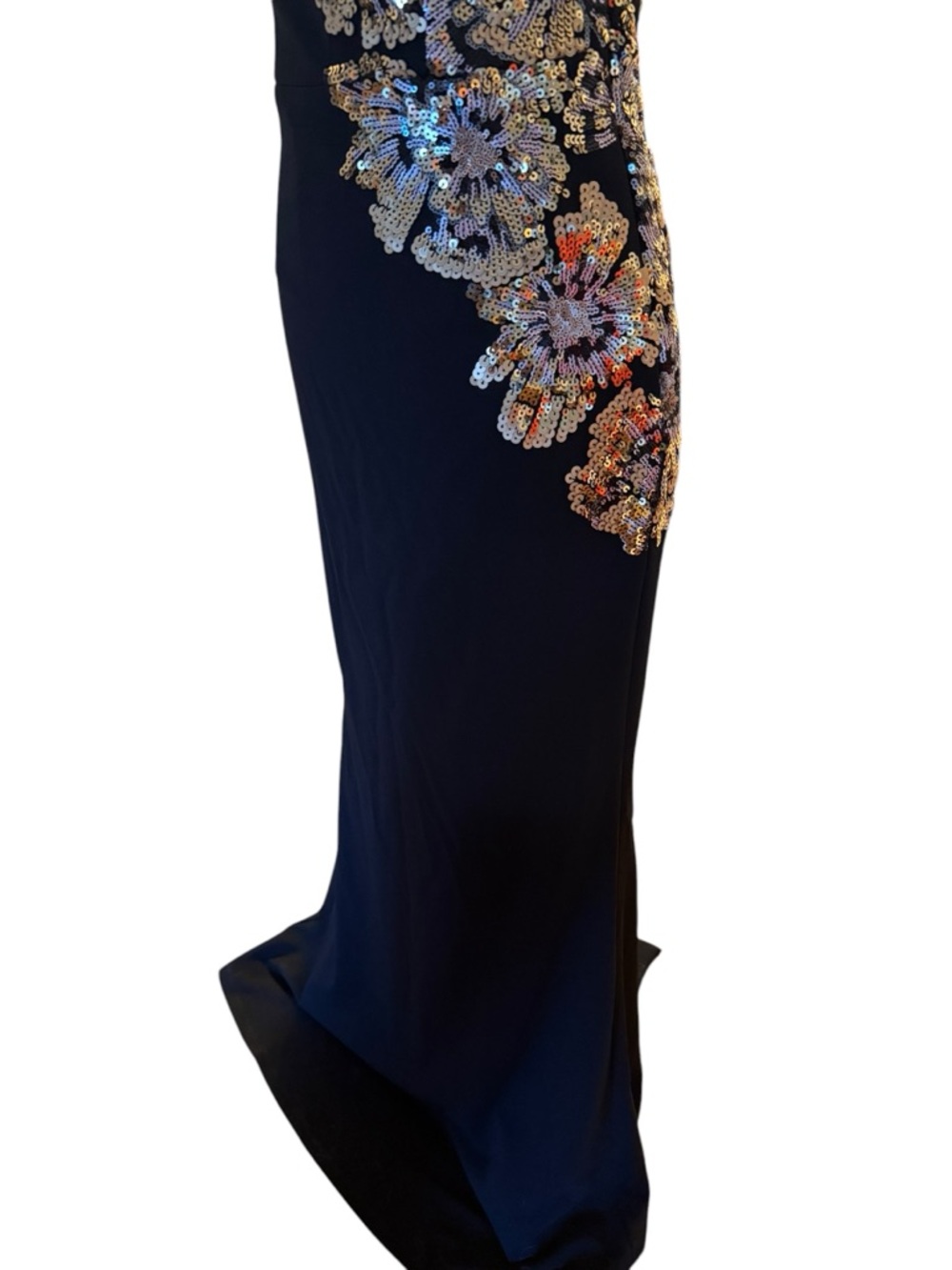 Dress the Population Black Strapless Gown with Gold Floral Appliqué - Picture 7 of 14